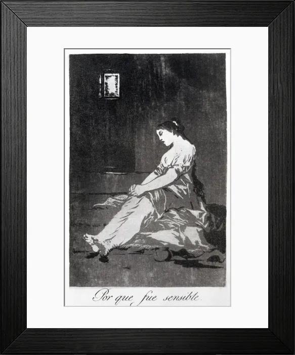 Framed Print : Los Caprichos, series of etchings by Francisco de Goya (1746-1828), plate 32: Porque Framed Print : Los Caprichos, series of etchings by Francisco de Goya (1746-1828), plate 32: Porque