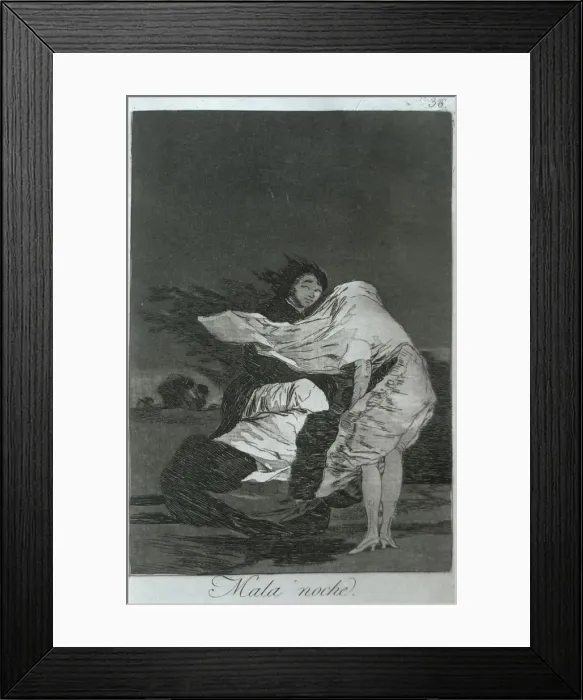 Framed Print : Los Caprichos, series of etchings by Francisco de Goya (1746-1828), plate 36: Mala noche