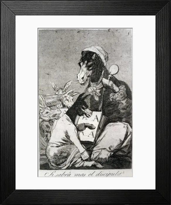 Framed Print : Los Caprichos, series of etchings by Francisco de Goya (1746-1828), plate 37: ¿Si Framed Print : Los Caprichos, series of etchings by Francisco de Goya (1746-1828), plate 37: ¿Si