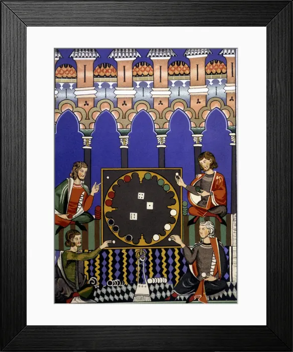 Framed Print : Playing dice. Miniature of the Book of Games, manuscript, 1283, by Alfonso X el Sabio Framed Print : Playing dice. Miniature of the Book of Games, manuscript, 1283, by Alfonso X el Sabio