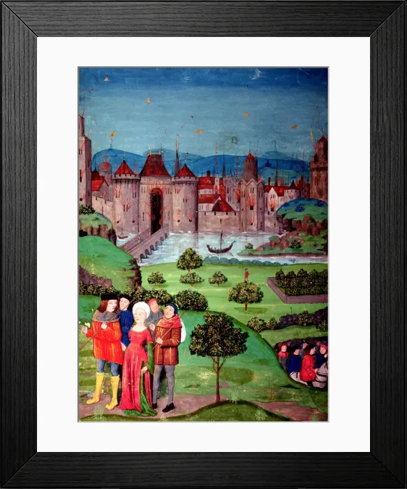 Framed Print : The farewell of the troops, miniature in the first chapter of the Chronicles of France Framed Print : The farewell of the troops, miniature in the first chapter of the Chronicles of France