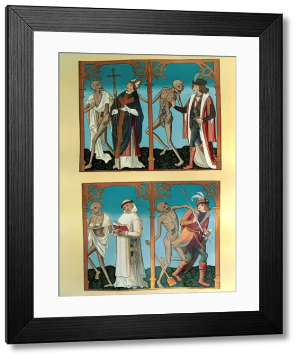 Framed Print : Dance of Death, with the archbishop, the knight, the monk and the military, Miniature Framed Print : Dance of Death, with the archbishop, the knight, the monk and the military, Miniature