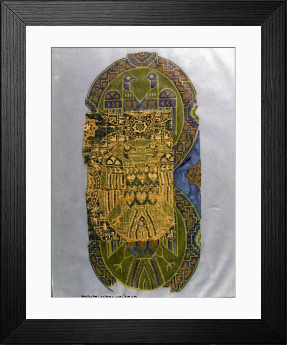 Framed Print : Fabric of green eagles, made in silk, with a bow loom, Hispano-Arab, from the Cathedral Framed Print : Fabric of green eagles, made in silk, with a bow loom, Hispano-Arab, from the Cathedral