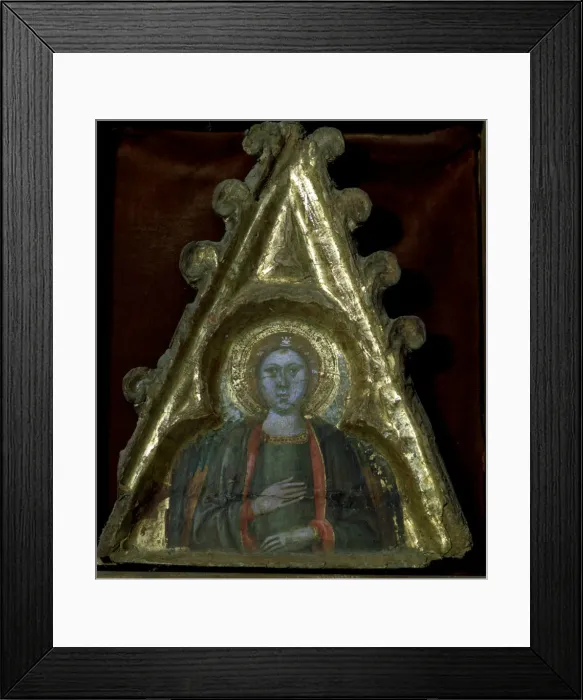 Framed Print : Angel of a pinnacle, colored panel painting from Tremp, 14th century Framed Print : Angel of a pinnacle, colored panel painting from Tremp, 14th century