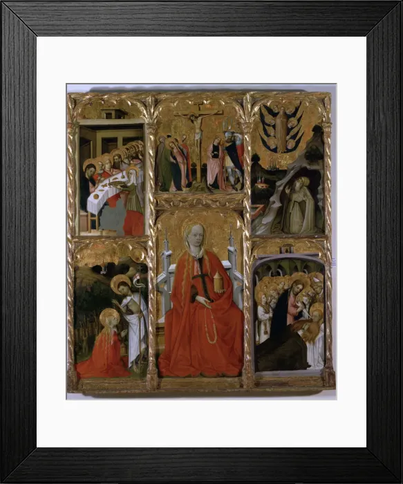 Framed Print : Altarpiece of Santa Maria Magdalena, colored painting in tempera on wood, representing Framed Print : Altarpiece of Santa Maria Magdalena, colored painting in tempera on wood, representing