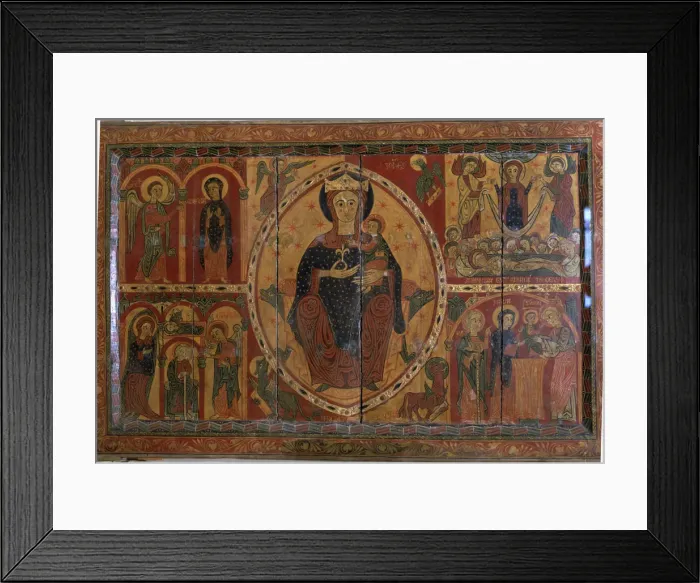 Framed Print : Frontal of Coll, panel painting, depicting scenes of the Annunciation, the Nativity Framed Print : Frontal of Coll, panel painting, depicting scenes of the Annunciation, the Nativity