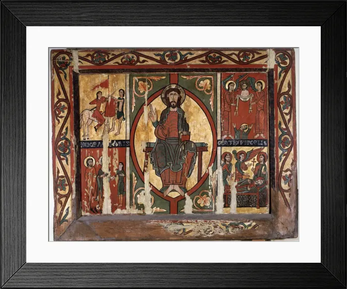 Framed Print : Frontal of St. Martin of Tours, tempera on wood, the work consists of a central Framed Print : Frontal of St. Martin of Tours, tempera on wood, the work consists of a central