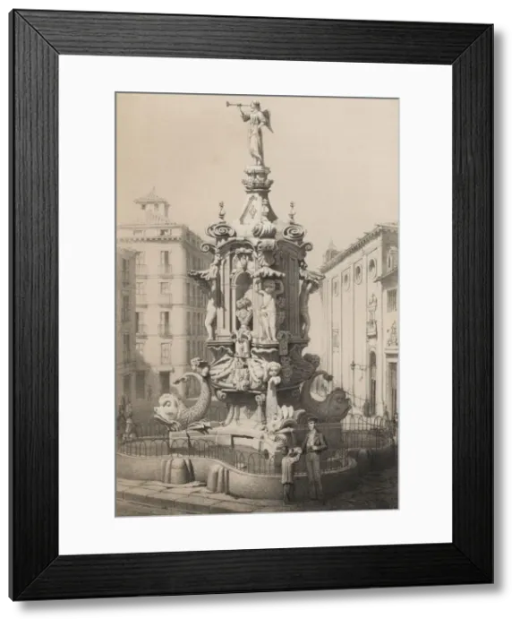 Framed Print : Fountain in the Anton Martin square, Fountain of Fame, Madrid, commissioned by Philip V Framed Print : Fountain in the Anton Martin square, Fountain of Fame, Madrid, commissioned by Philip V