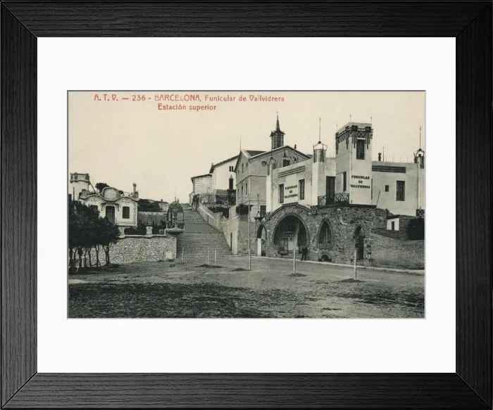 Framed Print : Vallvidrera Funicular, upper station, photograph of 1915, edited by ATV postcard Framed Print : Vallvidrera Funicular, upper station, photograph of 1915, edited by ATV postcard