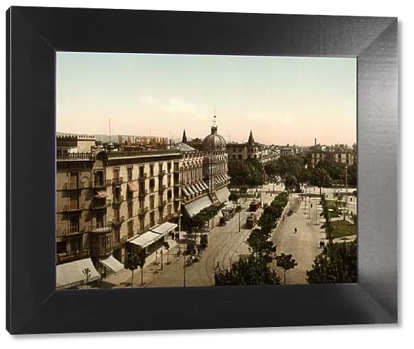 General view of the Catalonia Square, in Barcelona, ??in the early 20th century