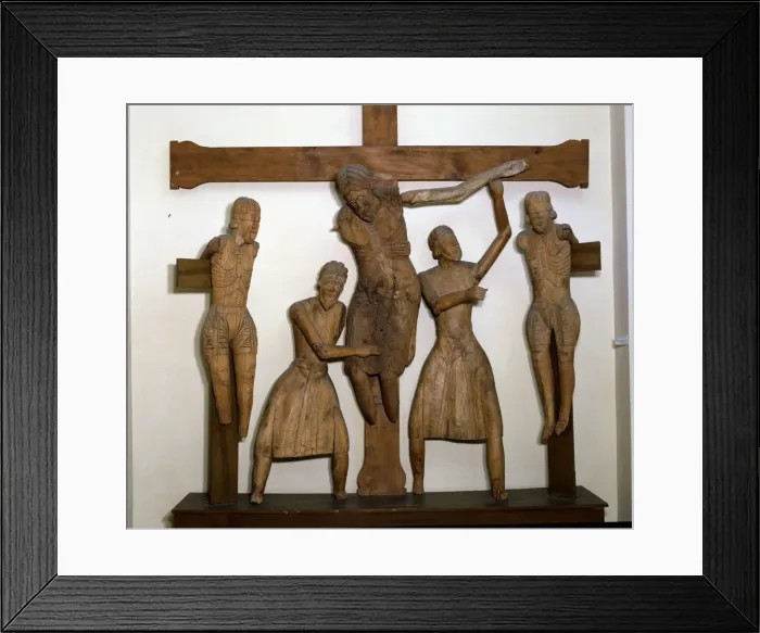 Framed Print : Descent of Erill-la-Vall, polychromed sculpture, in the image there are five of Framed Print : Descent of Erill-la-Vall, polychromed sculpture, in the image there are five of