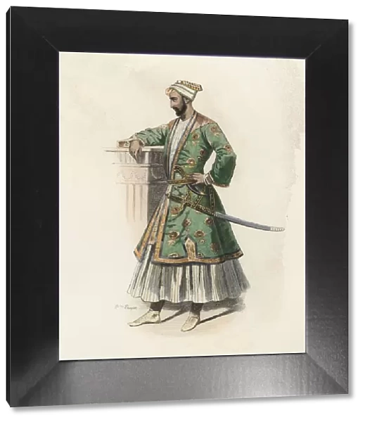 Mohammed Ibrahim, general of the King of Colconda, in the modern age, color engraving 1870