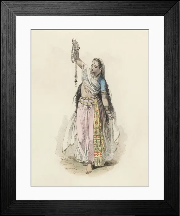Framed Print : Hindustan woman in the modern age, color engraving 1870 Framed Print : Hindustan woman in the modern age, color engraving 1870