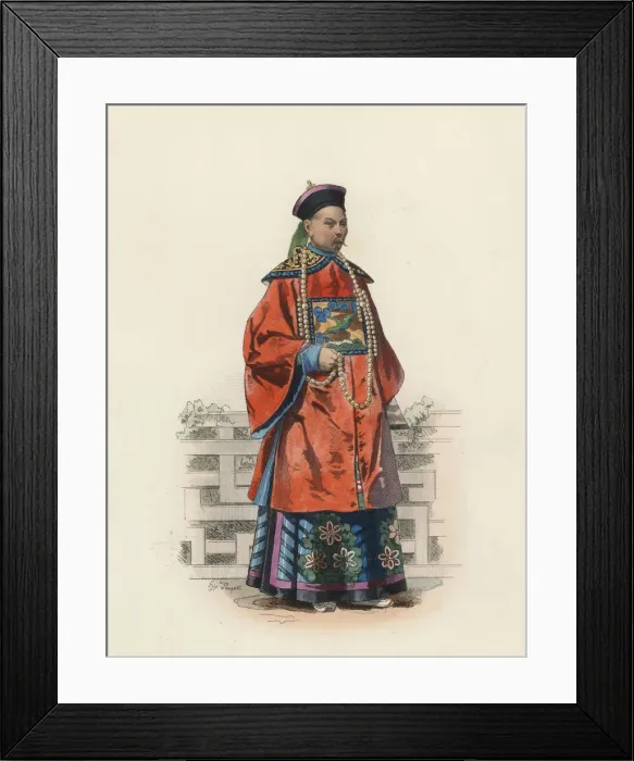 Framed Print : Mandarin Chinese man, in the modern age, color engraving 1870 Framed Print : Mandarin Chinese man, in the modern age, color engraving 1870