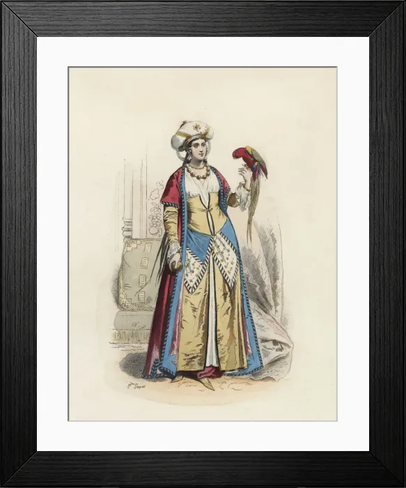 Framed Print : Lady from Cairo, color engraving 1870 Framed Print : Lady from Cairo, color engraving 1870