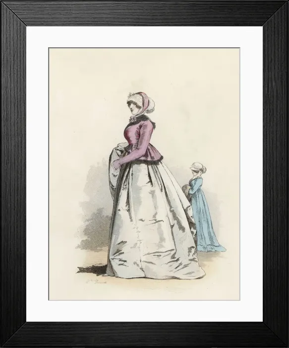 Framed Print : English ladies, color engraving 1870 Framed Print : English ladies, color engraving 1870
