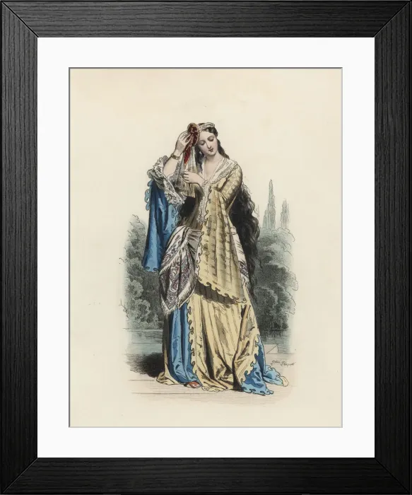 Framed Print : Greek Princess, color engraving 1870 Framed Print : Greek Princess, color engraving 1870