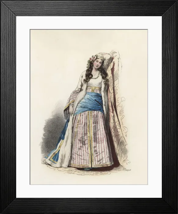 Framed Print : Greek young woman, color engraving, 1870 Framed Print : Greek young woman, color engraving, 1870