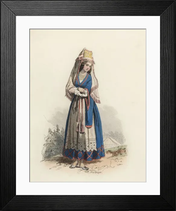 Framed Print : Women from Vialka (Russia) color engraving 1870 Framed Print : Women from Vialka (Russia) color engraving 1870