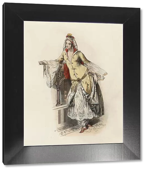 Turkish Princess, in the modern age, color engraving 1870