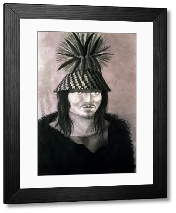 Framed Print : Malaspina Expedition, drawing by Jose Cadero of a chief from Langara point Framed Print : Malaspina Expedition, drawing by Jose Cadero of a chief from Langara point