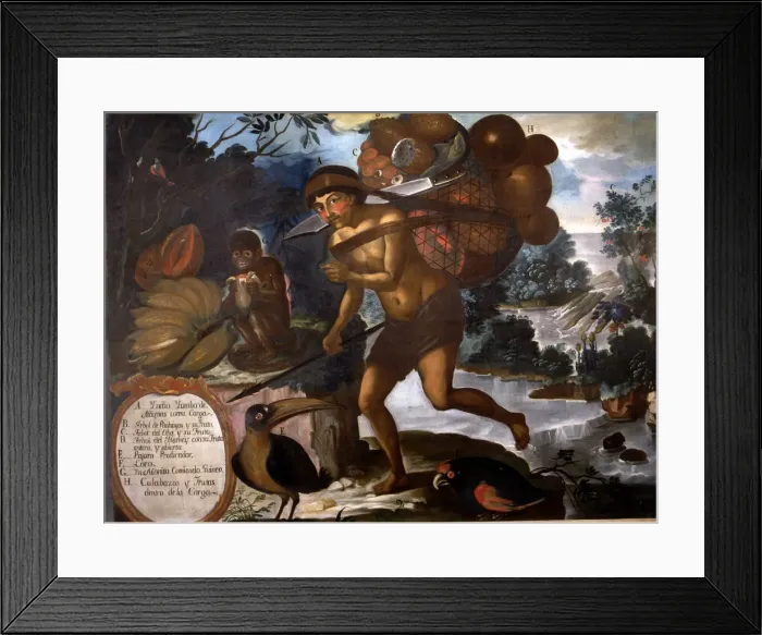 Framed Print : Yumbo Indian from Naymas. Oil by Vicente Alban in the Museum of America in Madrid