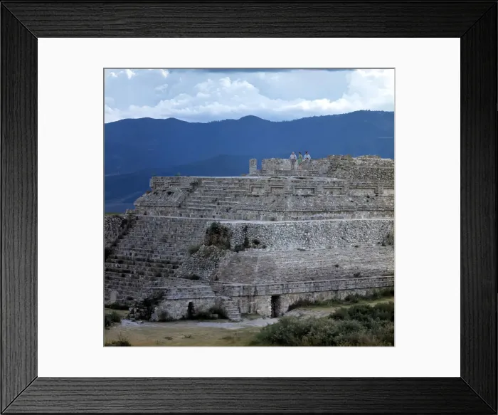 Framed Print : View of the stepped stone pyramid of the ancient city of Monte Alban Framed Print : View of the stepped stone pyramid of the ancient city of Monte Alban