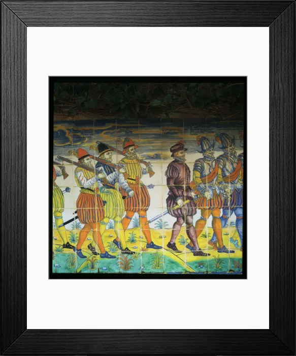 Framed Print : Bank of Talavera ceramic tiles in the garden of the Palace of the Marquis of Santa Cruz Framed Print : Bank of Talavera ceramic tiles in the garden of the Palace of the Marquis of Santa Cruz