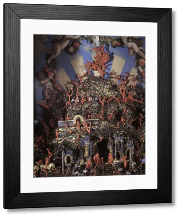 Framed Print : Sicilian birth in coral, silver and enamels, brought by King Philip II in 1570 Framed Print : Sicilian birth in coral, silver and enamels, brought by King Philip II in 1570