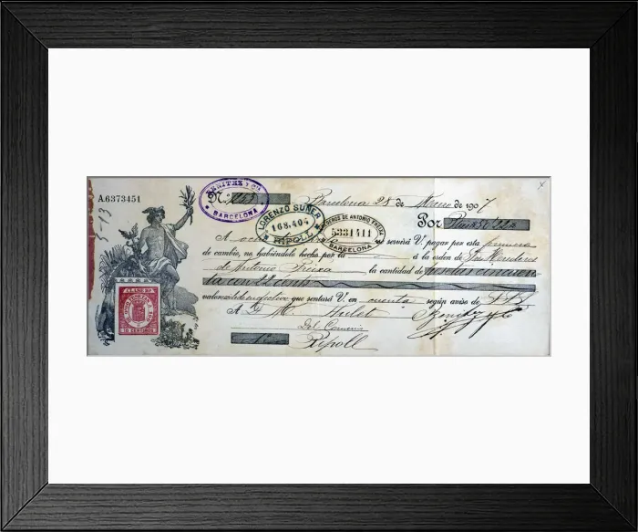 Framed Print : Business papers, change instalment contract from 1907 Framed Print : Business papers, change instalment contract from 1907