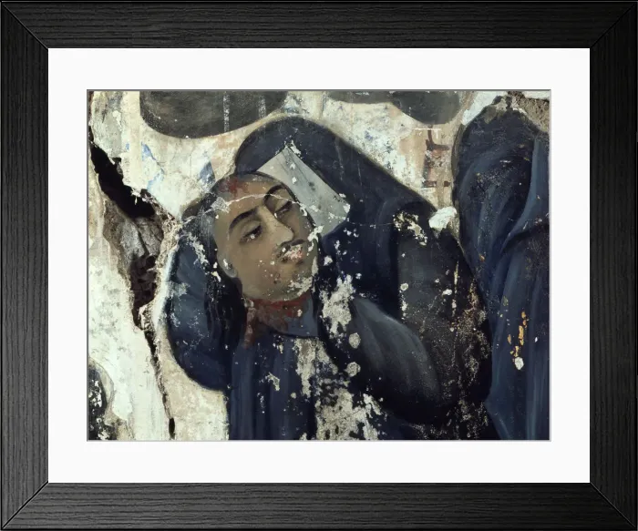 Framed Print : Shiite woman with veil crying by her martyred husband martyred, wall paintings, 17th century Framed Print : Shiite woman with veil crying by her martyred husband martyred, wall paintings, 17th century