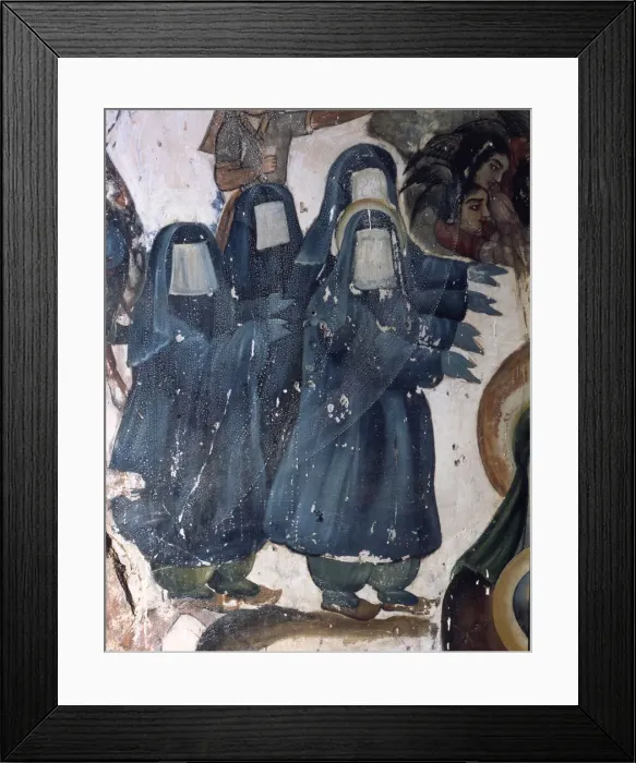 Framed Print : Veiled women in mourning dresses, for the death of their husbands in combat, 17th century murals Framed Print : Veiled women in mourning dresses, for the death of their husbands in combat, 17th century murals