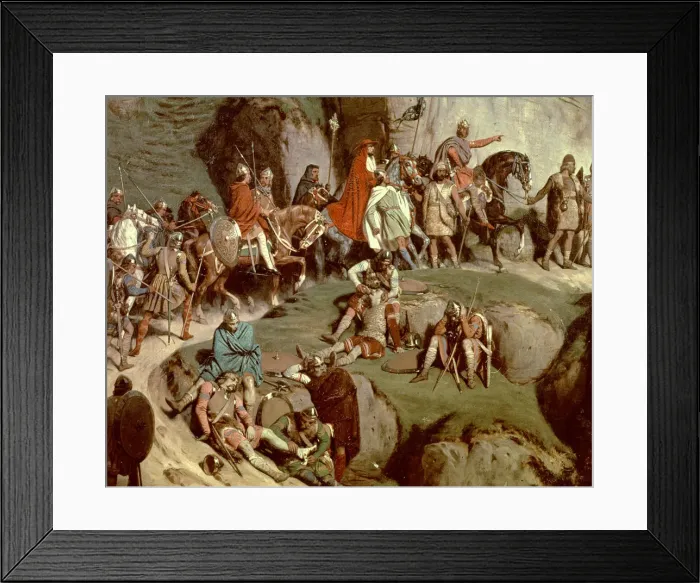 Framed Print : Charlemagne crosses the Alps in the year 773, oil, detail Framed Print : Charlemagne crosses the Alps in the year 773, oil, detail