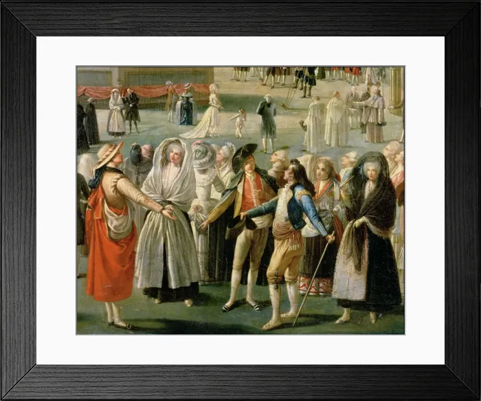 Framed Print : Detail of Montgolfier balloon ascension in Madrid, oil on canvas by Antonio Carnicero