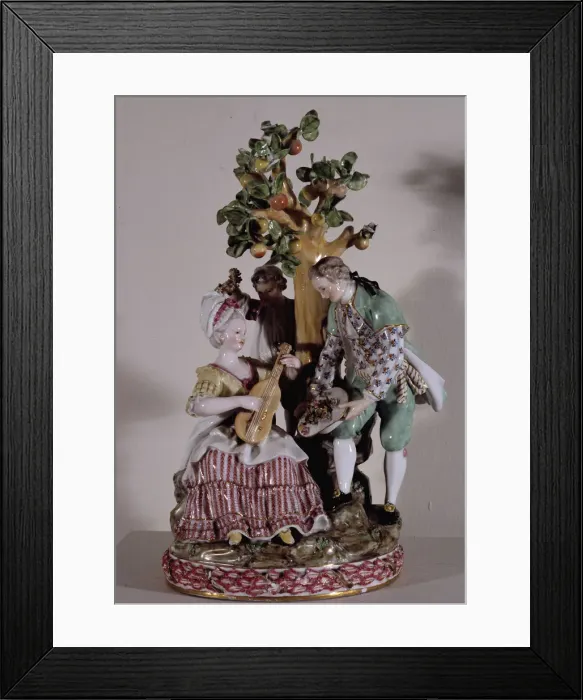 Framed Print : Group at the foot of an apple tree, Meissen porcelain, in this German city there s Framed Print : Group at the foot of an apple tree, Meissen porcelain, in this German city there s