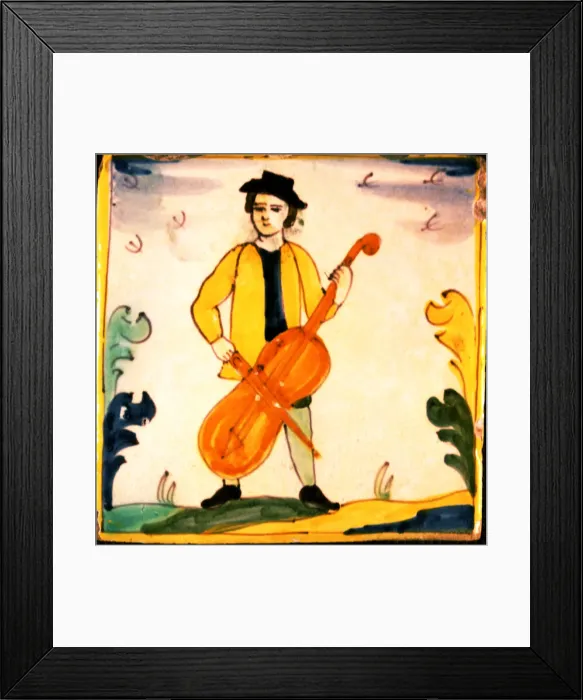 Framed Print : Tiles of the Palmita series, musician playing the cello Framed Print : Tiles of the Palmita series, musician playing the cello