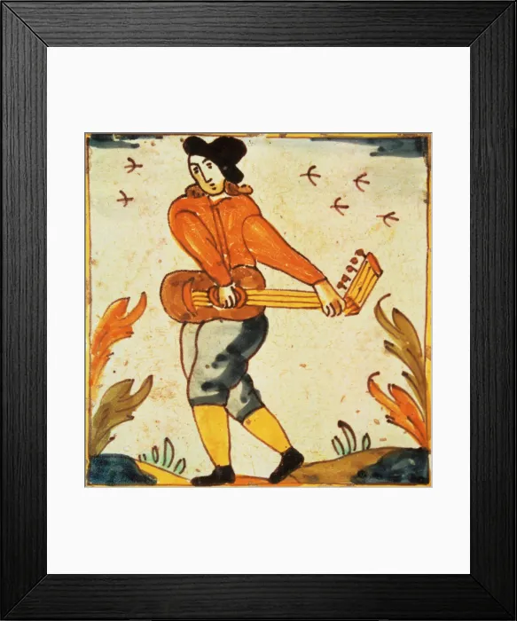 Framed Print : Tiles of the Palmita series, musician playing guitar Framed Print : Tiles of the Palmita series, musician playing guitar