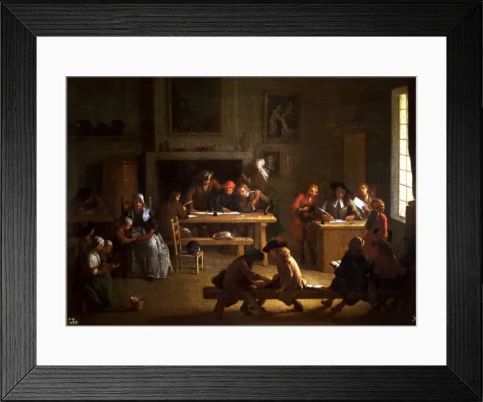 Framed Print : Interior of a school, oil on canvas by Miguel Angel Houasse Framed Print : Interior of a school, oil on canvas by Miguel Angel Houasse