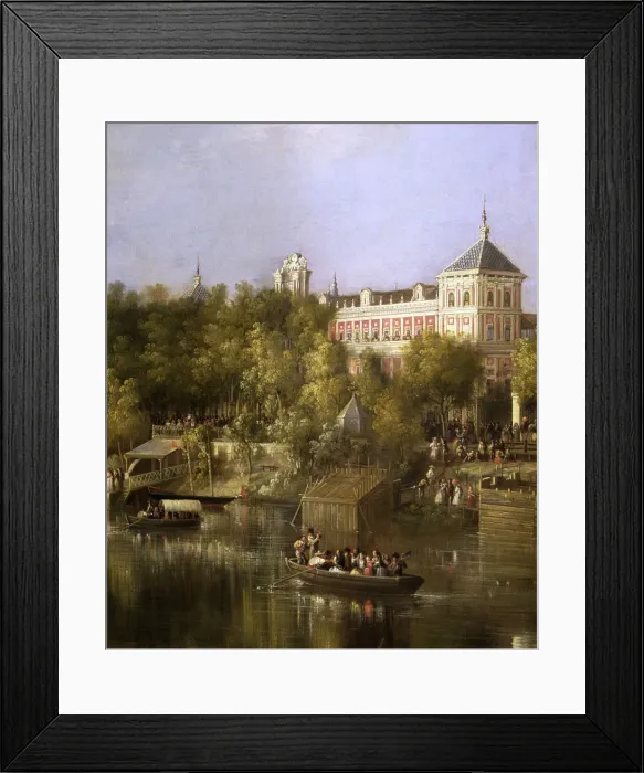 Framed Print : The Guadalquivir, 1851, detail, pier and San Telmo Palace in Seville, Manuel Barron Oil Framed Print : The Guadalquivir, 1851, detail, pier and San Telmo Palace in Seville, Manuel Barron Oil