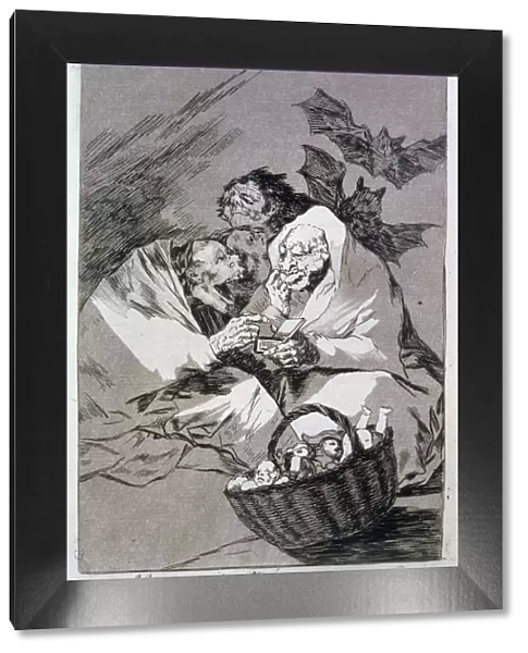 Los Caprichos, series of etchings by Francisco de Goya (1746-1828), plate 45: Mucho