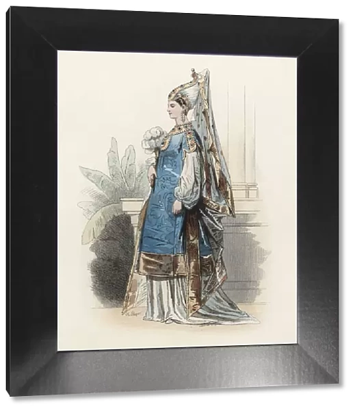 Turkish Princesa, in the modern age, color engraving 1870