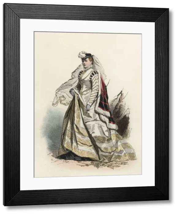 Framed Print : Noble Lady of northern Germany, in the modern age, color engraving 1870 Framed Print : Noble Lady of northern Germany, in the modern age, color engraving 1870
