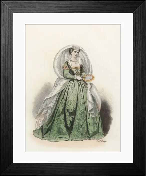 Framed Print : Noble Lady of Venice, in the modern age, color engraving 1870 Framed Print : Noble Lady of Venice, in the modern age, color engraving 1870