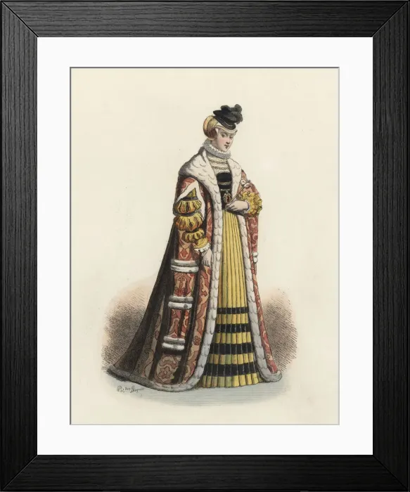 Framed Print : Princess of Bavaria, in the modern age, color engraving 1870 Framed Print : Princess of Bavaria, in the modern age, color engraving 1870