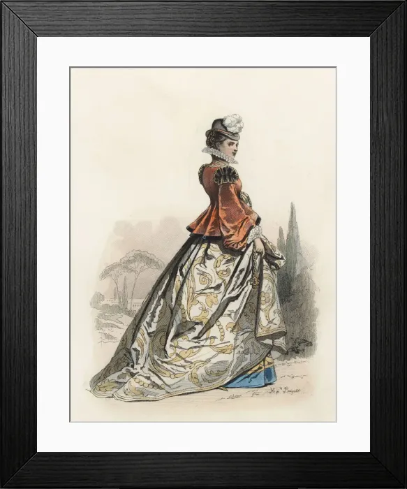 Framed Print : Vincentian Noble Lady, in the modern age, color engraving 1870 Framed Print : Vincentian Noble Lady, in the modern age, color engraving 1870