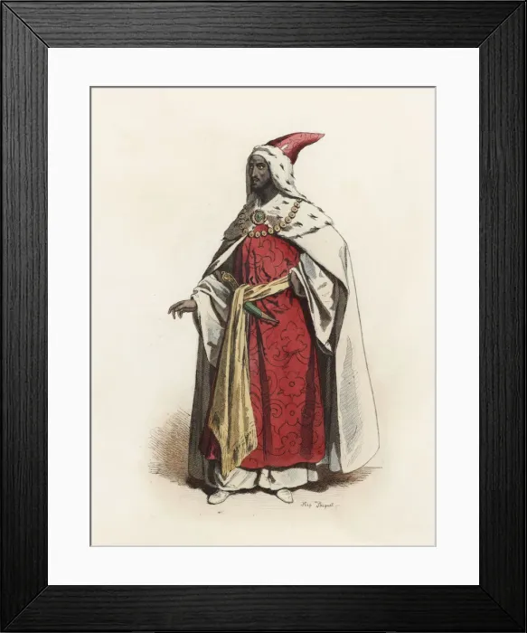 Framed Print : Lord of the Court of Ethiopia, in the modern age, color engraving 1870 Framed Print : Lord of the Court of Ethiopia, in the modern age, color engraving 1870