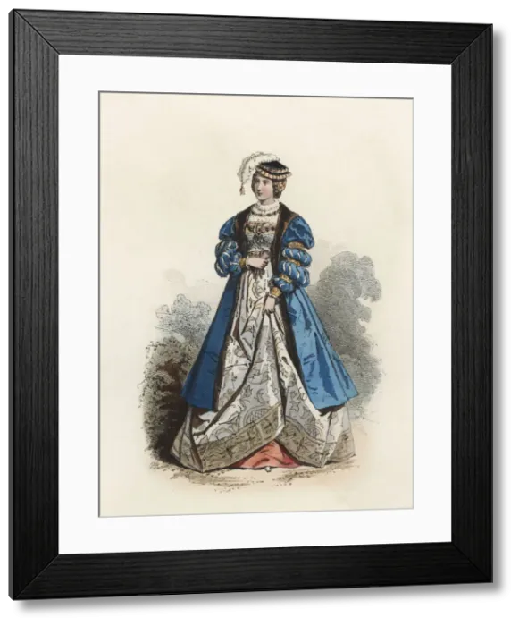 Framed Print : Polish Princess, in the modern age, color engraving 1870 Framed Print : Polish Princess, in the modern age, color engraving 1870