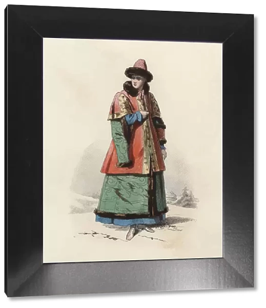 Daughter of Boyar Great Duke of Moscow in the Modern Age, color engraving 1870