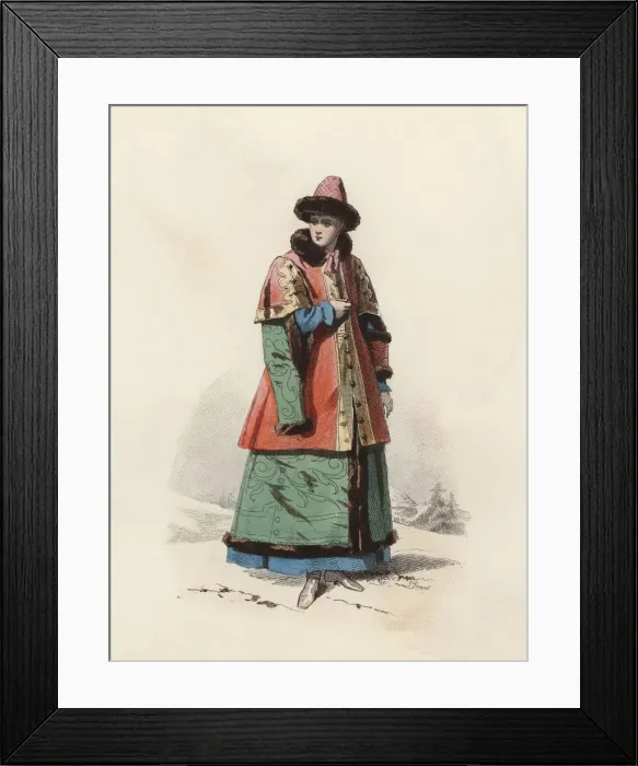 Framed Print : Daughter of Boyar Great Duke of Moscow in the Modern Age, color engraving 1870 Framed Print : Daughter of Boyar Great Duke of Moscow in the Modern Age, color engraving 1870