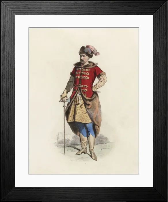 Framed Print : Polish gentleman, in the modern age, color engraving 1870 Framed Print : Polish gentleman, in the modern age, color engraving 1870